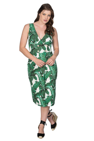 "Final Sale" Lurex Serape Stripes Jolene Patio Dress in Green