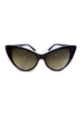 Fancy Vintage Inspired Cateye Sunglasses - Black