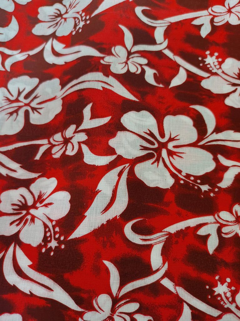 "Final Sale" Red Hibiscus Aloha Print Bandanna