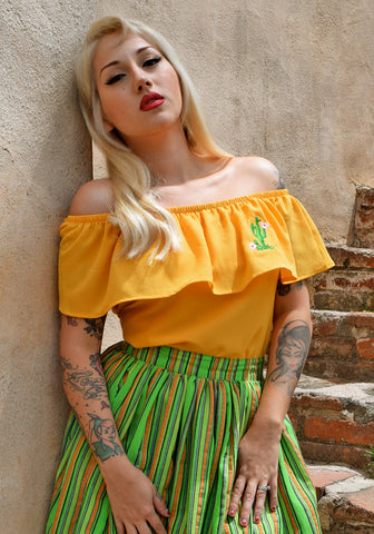 "Final Sale" Plumeria Palms Bungalow Top in Chartreuse Green