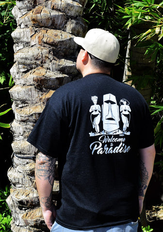 Neon Moai Classic Paradise designed by TIKISWAG T-Shirt, Black