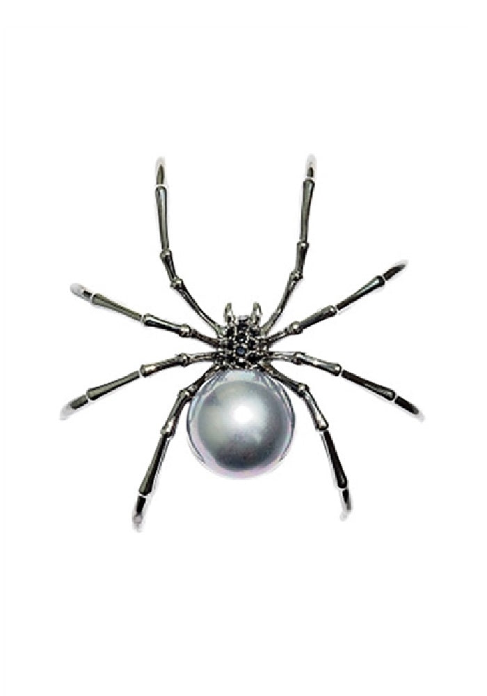 Large Faux Pearl Spider Brooch