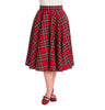 Holiday Party Plaid Swing Skirt in Red