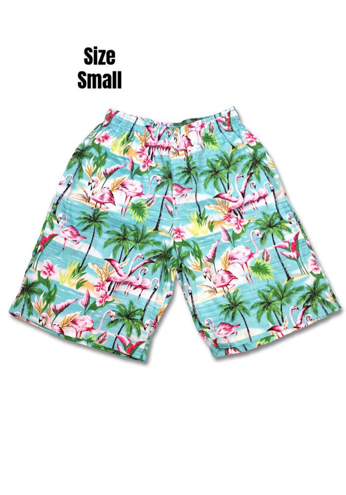 "Final Sale" Flamingo Palms Cabana Shorts, Turquoise