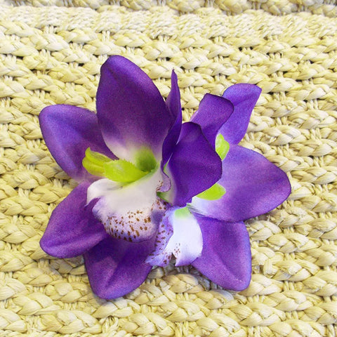 Aqua Blue Hawaiian Double Orchid Flower