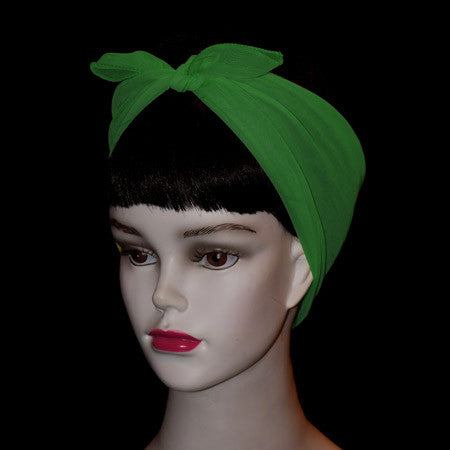 50's Style Retro Neck & Hair Scarf - Emerald Green
