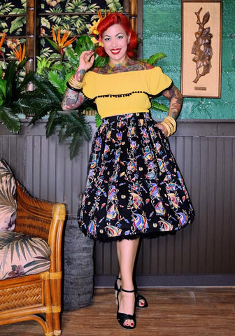 "Hold Tight" Retro 50's Diner Novelty Border Skirt "Final Sale"